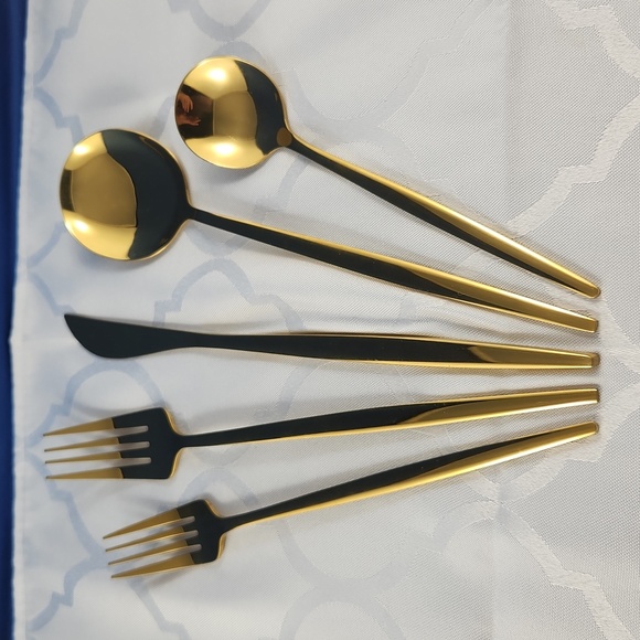 Elegant Golden Stainless Steel 20-pce Cutlery Flatware Silverware Set - Picture 1 of 10